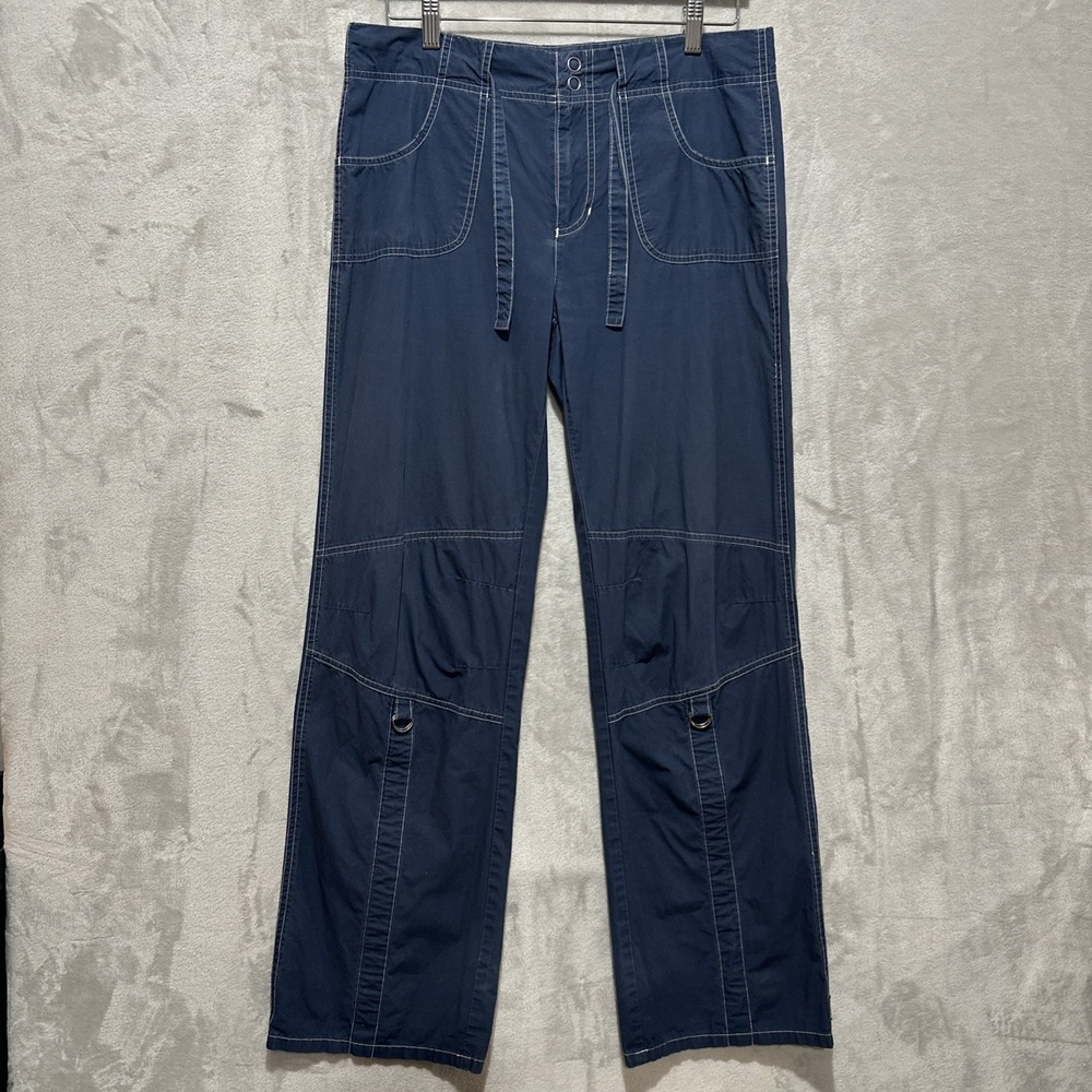 prAna Women's M Blue Pants‎ Drawstring Distinct Topstitching Pockets Logo